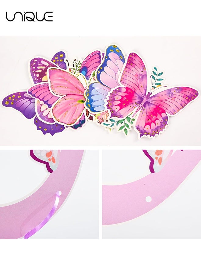 يونيك لافتة عيد ميلاد فراشة - زينة عيد ميلاد فراشة بنفسجية، للنساء والفتيات، زخارف معلقة ملونة للحفل على السقف للفتاة أو المرأة (فراشة) - Image 3
